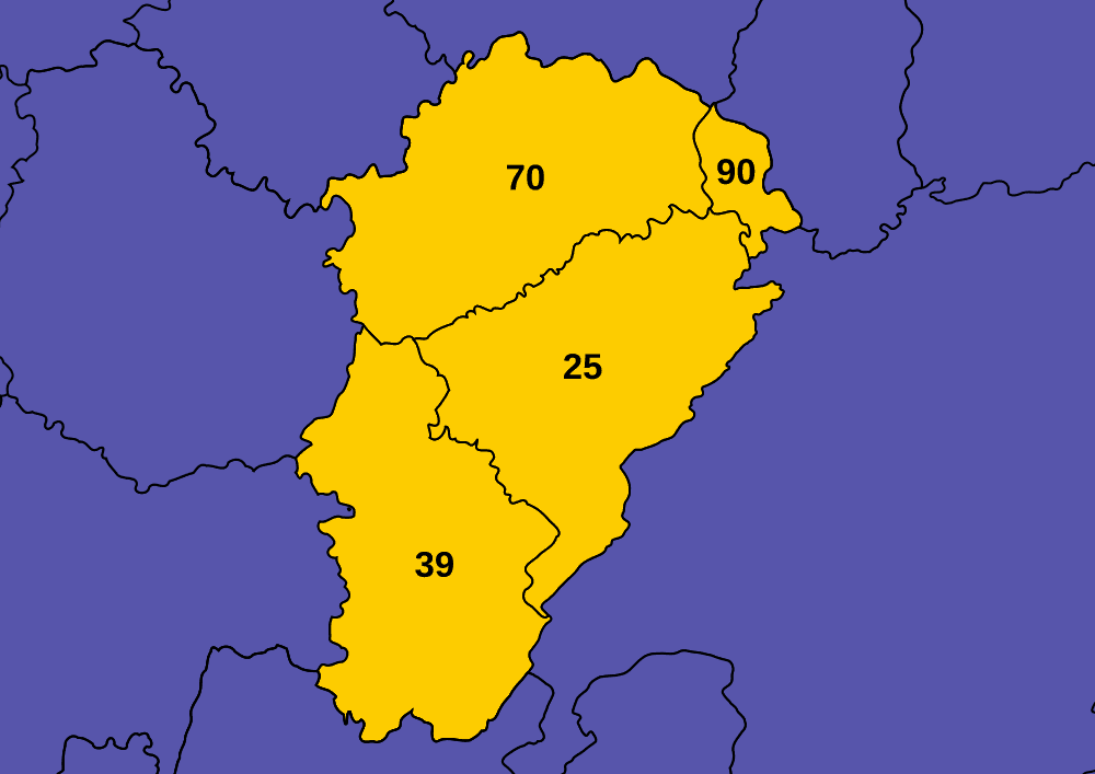 Carte des départements de la Franche-Comté